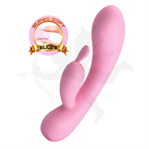 Vibrador de textura suave con masajeador de clitoris y carga USB