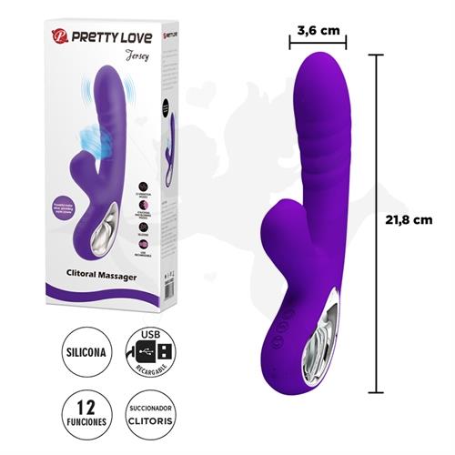 Estimulador de punto G con succionador de clitoris y carga USB